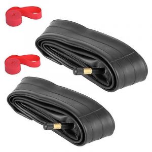 2pack 700x35-43c Chambre &Agrave; Air De V&eacute;lo Avec 2 Bande De Jante Schrader Valve Chambre &Agrave; Air De Pneu De V&eacute;lo En Caoutchouc Pour V&eacute;lo De Route 700c - Neuf