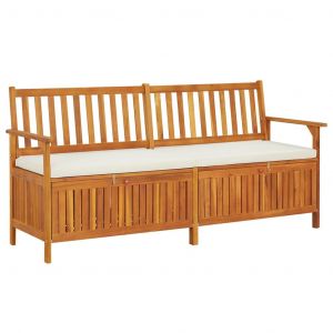 Vidaxl Banc De Rangement Avec Coussin 170 Cm Bois D'acacia Solide - Neuf