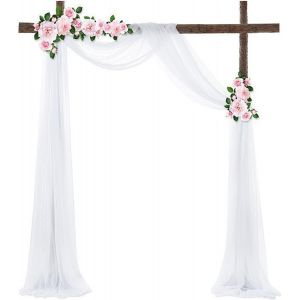Arche Tenture Mariage 75x800 Cm Voilage Blanc Avec 22m Rubans Tissu Drapé En Mousseline Pour Décoration De Cérémonie Toile De Fond Fête Rideau De Gaze - Neuf