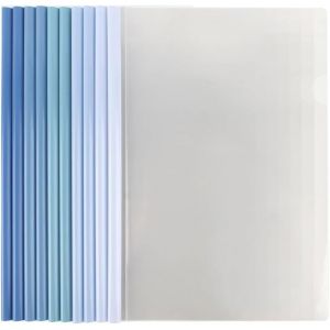 Lot de 10 couvertures de rapport A4 en plastique, feuilles A4 reliure dossier, classeur avec barre coulissante, couvertures de reliure A4, couverture, documents de bureau bleu - Neuf