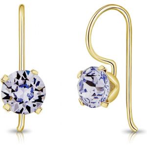 Kal-&reg; Boucles D'oreilles &Agrave; Crochet En Argent Fin 925 Plaqu&eacute; Or Jaune Et Cristaux De Swarovski&reg; Elements Ronds - Diam&egrave;tre: 6 Mm - Neuf