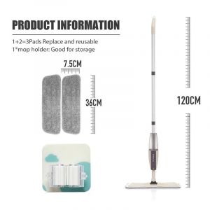 Vadrouille &Agrave; Pulv&eacute;risation Pour Sol, Outils De Nettoyage De Maison, Lavage Magique, Plat Paresseux Avec Tampons En Microfibre De Remplacement Pour Carreaux De C&eacute;ramique Et De Bois Dur - Neuf