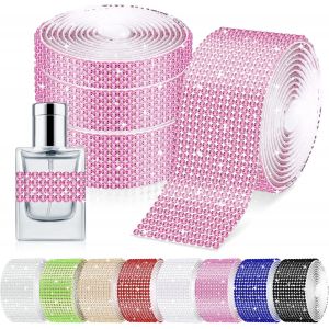 Tianyi-4 Rouleaux 364cm Auto - Adhésif Cristal Strass Band, 4/6 / 8/12 Rangées De Rose Enveloppé Brillant Strass Autocollants, Diamant Strass Band Roll Autocollants - Neuf