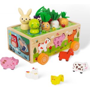 Wooden Montessori Toys Categories Games Wooden Puzzle Carrots Harvest Plants Animals Educational Toys Electric Toys Gifts Stackable Toys 3+ Years Old - Neuf