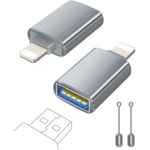 Adaptateur Lightning vers USB, C&acirc;ble Lightning M&acirc;le vers USB Femelle pour iPhone 14 13 12 11 Pro Max, Adaptateur OTG iPhone pour avec Cl&eacute; USB, Souris, Clavier, Concentrateur, Appareil Photo - Neuf