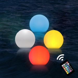 Meimieshop-4 Pcs Éclairage De Piscine Flottante-Ip65 Affichage Boule Lumineuse Colorée De Lumière De Led Avec Télécommande,16 Rgb Changement De Couleur Pour Piscine,Fête - Neuf