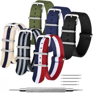 Eryi-Nato Strap 6 Packs 18mm 20mm 22mm Bracelets De Montre En Nylon Balistique Bracelets Zulu Boucle En Acier Inoxydable Avec Barre À Ressort Et Outil De Broche De Liaison - Neuf