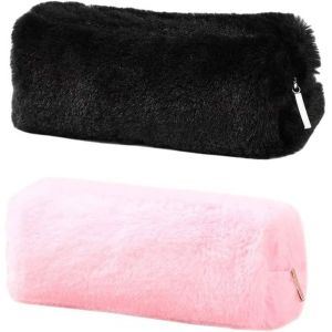 MAA-Trousse à crayons, 5 couleurs pour fille en peluche douce et moelleuse, trousse à crayons, trousse à maquillage, trousse à maquillage avec fermeture éclair - Neuf