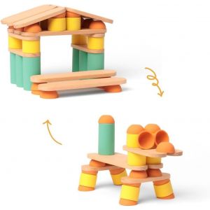 KALWL-Stix-Jeu Éducatif En Bois Et Silicone-Jeu D'Éveil-Motricité-Jeu De Construction-2-12 Ans-Avec Livret D'Instructions-50 Cartes À Télécharger-60 Pièces - Neuf