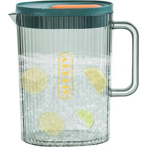Cmws-Pichet À Eau, 2000ml Pichet En Plastique Transparent Avec Couvercle, Carafe À Eau Avec Poignée Pour Boissons, Sans Bpa, Pichet De Réfrigérateur Réutilisables Pour Limonade, Lait, Jus (Vert) - Neuf