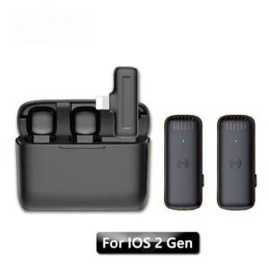 Microphone Lavalier Sans Fil 2.4G,Avec &Eacute;tui De Chargement,Pour T&eacute;l&eacute;phone,St&eacute;r&eacute;o,Entretien En Direct,Mini Micro &Agrave; Revers Antibruit Pour L'Ext&eacute;rieur.2 In 1 For Ios-J3. - Neuf