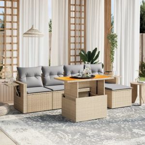 Prolenta Premium - Salon De Jardin Avec Coussins 6 Pcs Beige R&eacute;sine Tress&eacute;e - Neuf