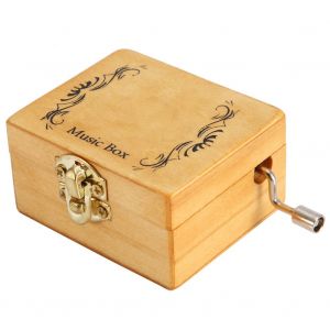 Boite a musique vintage en bois, decoration en metal, boite a musique a manivelle, cadeau artisanal (moustache) - Neuf