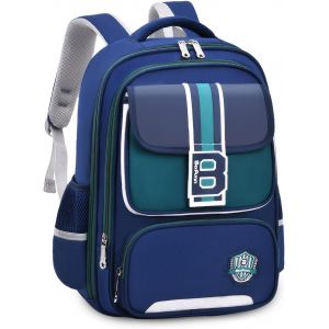 Checarzhn--No1-Cartable Garcon Primaire Ergonomique, 20 Litres Sac A Dos Ecole Garcon Pour Enfants 8 À 12 Ans, Imperméable Sacs D'école Garçon Primaire, Bleu Marine Vert - Neuf