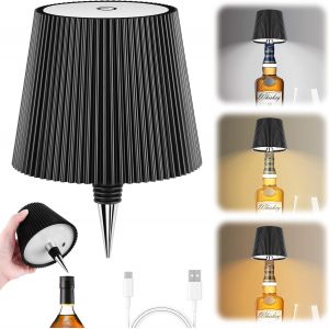 Rechargeable Led Bottle Lamp, Wireless Rgb Battery 5200mah Touch 3 Colors Bottle Lamp Dimmable For Restaurants, Bars And Bedrooms - Neuf