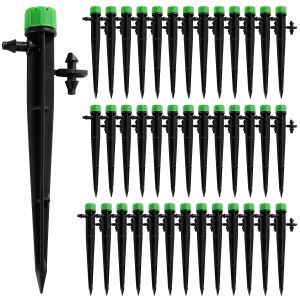 20 Pièces Goutteur Irrigation Réglable, 360 Degrés 8-Trou Micro Asperseur Goutte à Goutte pour Tube 4/7mm, Goutteur d'irrigation Insertion, Vert (avec Connecteur) - Neuf