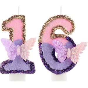 Pink Violet Bougie Numéro D'anniversaire 16 Ans,3d Violet Papillon Bougies Anniversaire,Décorations De Anniversaires Pour Pour Filles Gâteaux La Fête[Z2414] - Neuf