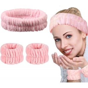 Bandeau Maquillage, Bandeau Maquillage Cheveux Femme, Bandes De Poignet Faciales En Flanelle Pour Femme, Élastique Bandeaus Soin Visage Pour Lavage Du Visage (Noir, L) - Neuf