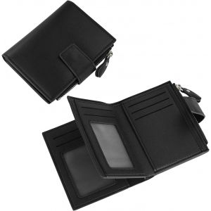 TRAHOO-Portefeuille pour homme, grande capacit&eacute;, en cuir synth&eacute;tique, avec fermeture &eacute;clair, compartiment pour pi&egrave;ces de monnaie, porte-cartes avec 11 emplacements pour cartes et 2 compartiments - Neuf