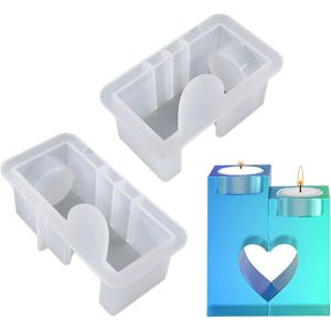 2 Pi&egrave;ces Bougeoirs Moules &Agrave; Bougies Moules &Agrave; Bougies Coeur Mould Silicone De Bougeoir Bougeoirs Cr&eacute;atifs Bougeoir En R&eacute;sine &Eacute;poxy Moule &Agrave; Bougie En Silicone Pour Moulage R&eacute;sine, Mariage Home D&eacute;co - Neuf
