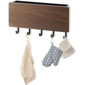 CHECARZHN--NO1-Porte-Clés En Bois Organisateur De Courrier Sans Perçage Porte-Clés Mural 5 Crochets Organisateur De Courrier Pour Décoration Murale Convient Pour Porte D'Entrée Décoration De La - Neuf