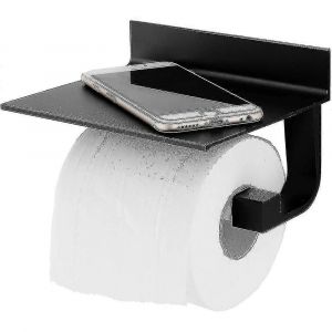 Porte-papier toilette avec étagère en nickel brossé - Neuf