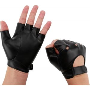 Subzonal-Gants En Cuir Sans Doigts Pour Hommes Et Femmes,Gants Cuir Sans Doigts, Gants Cuir Noir Femme Homme Non Doubl&eacute;s Mitaine Demi Doigt Pour Conduite, V&eacute;lo, Moto Et Costume - Neuf