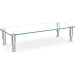 Support R&eacute;hausseur Moniteur Ordinateur Portable Pc Hauteur R&eacute;glable En Verre Tremp&eacute; - Neuf