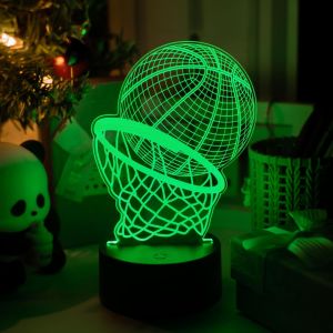 Lampe Basketball 3d, Veilleuse Basketball 3d, Veilleuse Pour Enfants, 16 Couleurs De Commutation Libre, Usb Et Batterie, Interrupteur Tactile, Un Cadeau Surprise Pour Les Enfants - Neuf