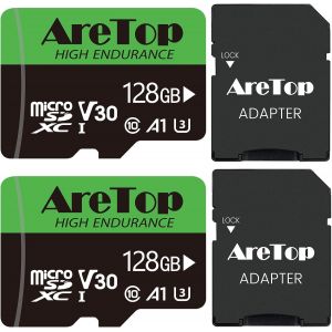 Carte Micro SD 128Go, Carte SD Lot de 2, SDXC, U3, V30, C10, UHS-I, Carte M&iquest;&iquest;moire avec Adaptateur pour Tablette/Drone/Dash Cam/Camera/Phone/Nintendo-Switch/PC,Lecture maximale 90 Mo/s - Neuf