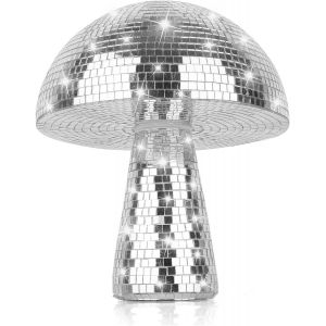 Boule Disco Champignon Miroir,Champignon Miroir Disco,Décorations De Champignons Miroir Disco,Boule Disco En Forme De Champignon Argent Boule À Facettes 13.5x11.5cm - Neuf