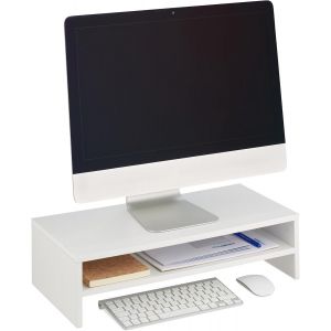 CMJAAGUR-Support Pour Moniteur, Rangement Suppl&eacute;mentaire, Design Moderne, Pour Le Bureau, Hlp 14,5X54X25,5 Cm, Blanc[M1575] - Neuf