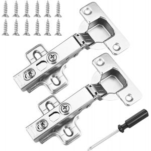 Lot de 2 charni&egrave;res pour porte d'armoire - 35 mm - Charni&egrave;res &agrave; fermeture douce - Angle d'ouverture de 110 &deg; - Avec vis et tournevis - Neuf