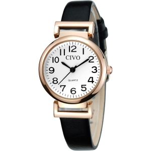 Shiba-Montre Femme Analogique Minimalist Etanche Montre Pour Fille Elegante Design Cuir Quartz Montre Bracelet Montre Fille Blanc [4 - Neuf