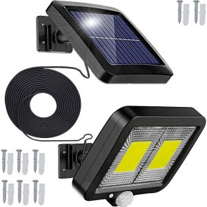 Lampe Solaire Ext&eacute;rieur, D&eacute;tecteur De Mouvement, &Eacute;tanche, 2200 W, Led 108, 14.8 X 12.7 Cm, Alimentation &Eacute;lectrique &Eacute;nergie Solaire, Pour Jardin, Garage, Patio, Noir - Neuf