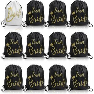 acdsgd-Sac Pour Mari&eacute;E Avec Cordon - 32 * 42cm Lot de 12 Sac de Sport Pour Enterrement de Vie de Jeune Fille &agrave; Dos D'&eacute;Quipe De Mari&eacute;E, Jga Sport Team Bride Pour Enterrement de Vie de Jeune Fill - Neuf