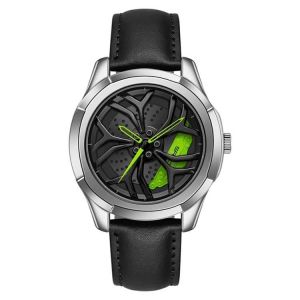 Montre À Quartz 3d Hollow Out Pour Homme-Cadran Non Rotatif,Ceinture En Cuir (Noir Rouge) Argent Vert - Neuf