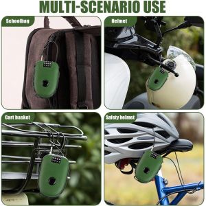 Cadenas Code 4 Chiffres, Cadena pour Bagages et Bicyclette, Cadenas a Code Portable, Mini Cadenas Valise Avion, Cadenas Valise avec Cordon R&eacute;tractable, Cadenas Code Vert, Petit Cadenas 1 Pi&egrave;ce - Neuf