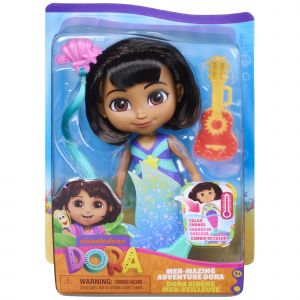 Dora, Dora Sir&egrave;ne mer-veilleuse, poup&eacute;e sir&egrave;ne qui change de couleur avec 2 accessoires, jouets pour filles et gar&ccedil;ons &agrave; partir de 3 ans - Neuf