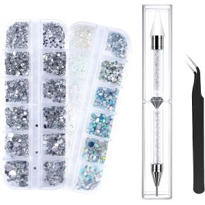 Lbgwp60-Décorations Pour Ongles En Strass, Cristal Strass Gemmes,Transparents Pour Nail Art, Diamants En Cristal À Dos Plat En Transparent Avec Pince À Épiler Et Stylo À Pois¿ - Neuf