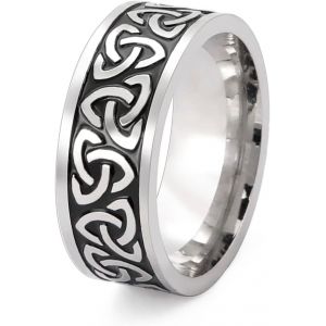 Yemaesre-Bague C Ique N?ud De La Trinité C Ique N?ud De Sorcière N?ud Triquetra Irlandais Bague Tournante En Acier Inoxydable Bijoux Pour Homme Et Femme - Neuf