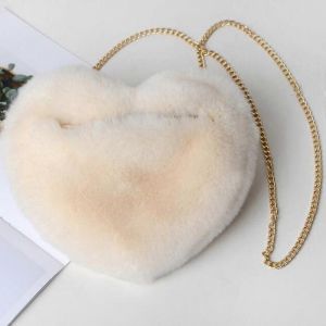 EVAGO Sac en fausse fourrure Fausse fourrure de lapin en forme de coeur Sac &agrave; bandouli&egrave;re flou - Sac d'amour moelleux mignon Luxueux Vogue Mode sac &agrave; main Cadeau - Kawaii Love Tote Bag-Beige - TAILLE UNIQUE - Neuf