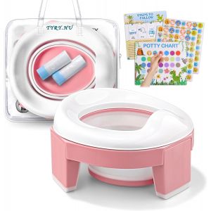 Pot Bebe Toilette 3-In-1 Reducteur Toilette Enfant Wc Petit Pot Voyage Si&egrave;ge Rehausseur Cuvette B&eacute;b&eacute; Avec Sac Pour Gar&ccedil;on Et Fille Int&eacute;rieur Ext&eacute;rieur Rose - Neuf