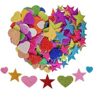 Trahoo-Paillettes Mousse Autocollants 150pcs, Mini Coeur Et Étoile Autocollant Enfants, Autocollant En Mousse Pour Décoration Murale - Neuf