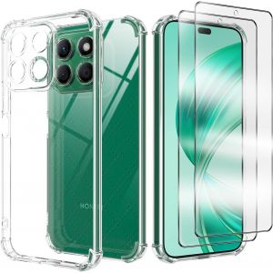 Kal-Coque Pour Honor X8b Avec 2 Protecteur D'écran En Verre Trempé, Housse De Protection Souple Silicone Tpu Bumper Antichoc Avec Pour Honor X8b - Transparente - Neuf
