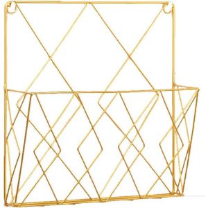 Porte-revues mural en métal (couleur dorée) - Pour salle de bain, cuisine, bureau - Neuf
