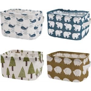 Boîte de Rangement Tissu Paniers de Rangement en Tissu Carrés Pliables Imperméable Organisateur de Linge avec 2 Poignées pour Cosmétique,Livres,Jouets,Clés 4 Pièces - Neuf