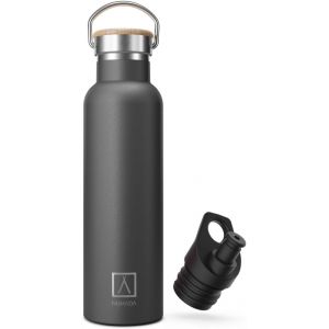 Letnerny-Numada - Bouteilles Thermiques En Acier Inoxydable 600ml &Eacute;tanche En Acier Inoxydable Avec Rev&ecirc;tement C&eacute;ramique, 24h Froid Et 12h Chaud | Sans Bpa | 2 Bouchons (1 Sport)/Sac De Transport (Noi - Neuf