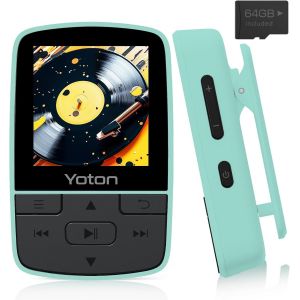 acdsgd-Lecteur MP3 64 Go avec Clip, Mini Musique MP3 Bluetooth 5.2, Super l&eacute;ger (28.5g),Son HiFi sans Perte, Radio FM, Chronom&egrave;tre, Enregistreur, Podom&egrave;tre, etc, avec &Eacute;couteurs, Vert - Neuf