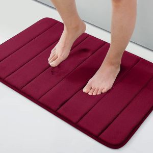 Tapis de bain rouge antid&eacute;rapant, 40 x 60 cm, extra doux, antid&eacute;rapant et super absorbant. - Neuf